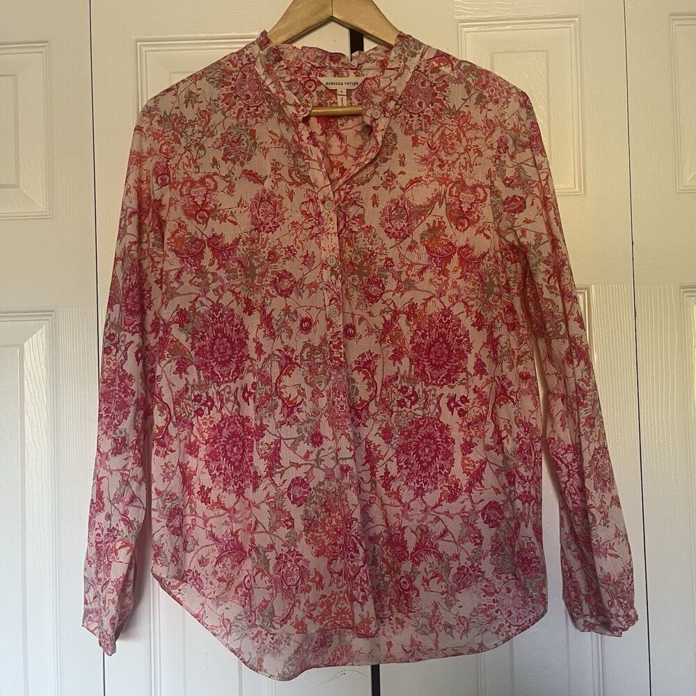 Women’s Rebecca Taylor Pink Floral Blouse Size 6